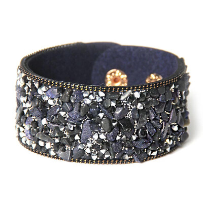 

Bling Rhinestone Leather Wrap Wristband Cuff Punk Crystal Bracelet Bangle Party