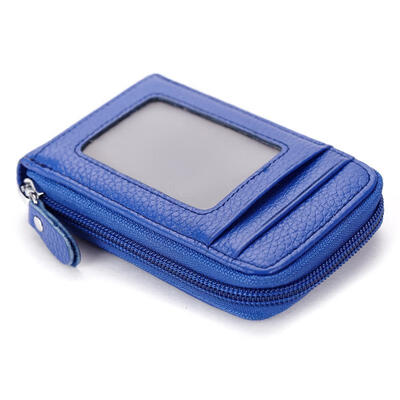 

Leather Credit ID Card Holder Men Women Zipper Wallet Multi-card Position Genuine Leather Business Unisex Card Wallet