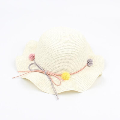 

Summer Children Girls Cute Flower Bowknot Straw Sun Hat Wide Brim Casual Foldable Beach Hats