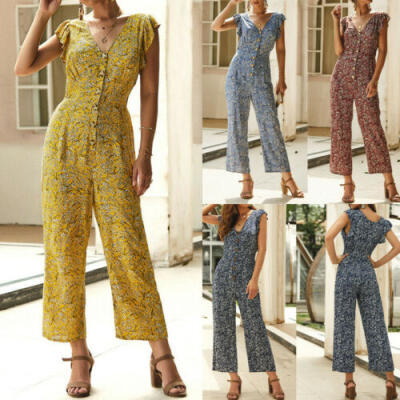 

Women Ladies Stylish Summer Playsuit Jumpsuit Romper Long Pants Party Trousers