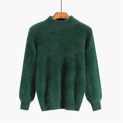 

New autumnwinter 2018 lantern sleeve mink neck sweater loose cardigan womens short jumper sweater