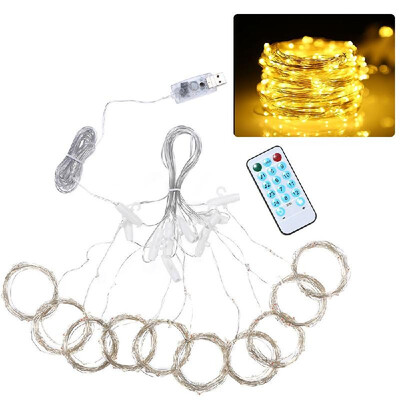 

300pcs led Curtain Icicle String Lights Remote Control Waterproof Christmas Fair USB Waterfall Lights Outdoor 33 Curtains Lamp Fl