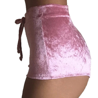 

6 Colors -XL Women Velvet Drawstring Shorts Casual High Waist Autumn Winter Sexy Elegant Skinny Shorts