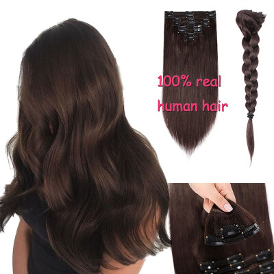 

100 Remy Human Hair Real Thick Clip In Human Hair Extension 8 pcs