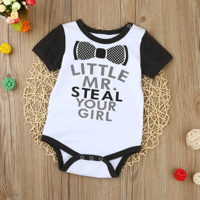 

Kids Baby Boys Letters Printing Short Sleeve Romper Jumpsuit Teddy Outfits 70