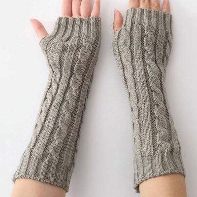 

Women Winter Wrist Arm Knitted Long Fingerless Gloves Mittens Hand Warmer New