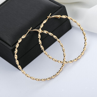 

EK914 Simple Gold Color Big Hoop Earring For Women Statement Fashion Large Circle Round Earrings Party Jewelry Accessories