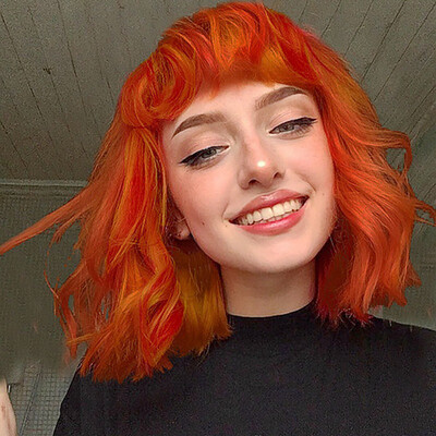 

〖Follure〗Women Orange Brazilian Short Wavy Curly Parting High Temperature Fiber Wig Hair