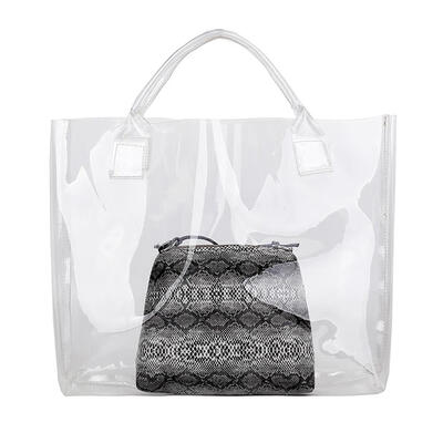 

2pcsset Large Transparent Totes Women Snake Shoulder Shopping Handbags