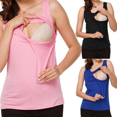 

Women Maternity Nursing Breastfeeding Sleeveless Tank Top Casual Blouse Top