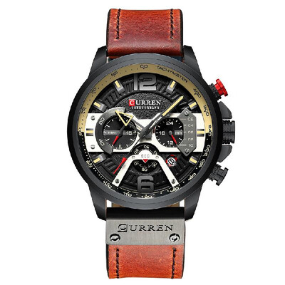 

CURREN 8329 Quartz Watch Business Men Simple Sport Wristwatch Three Sub-Dials Calendar Second Minute 24 Hour Display 3ATM Waterpro
