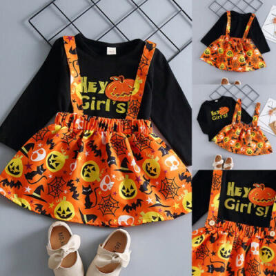 

Halloween Infant Kids Baby Girl Dress Clothes Long Sleeve Tops Skirt Outfits Set