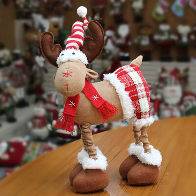

〖Follure〗Handmade Christmas Plush Rustic Plaid Moose Stuffed Animal Gift Home Ornaments