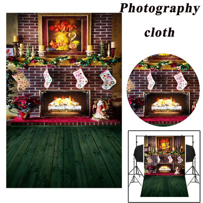 

〖Follure〗Christmas Backdrops Tree Vinyl 3x5FT Fireplace Background Photography Studio