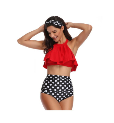 

Womans Sexy Bikini Red Split Swimsuit