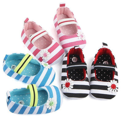 

Baby Boy Girl Socks Anti Slip Newborn Striped Shoes Slippers 0-18 months