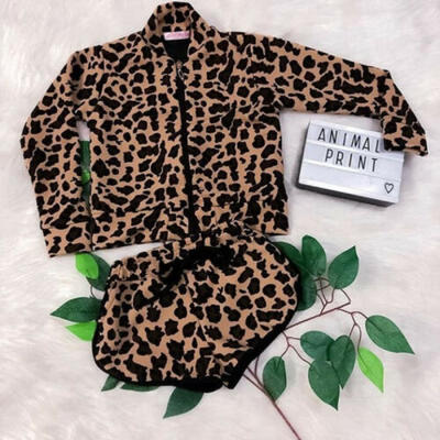 

Baby Boy Girl Leopard Print Tracksuit Tops Short Pants Trousers Clothes Outfits