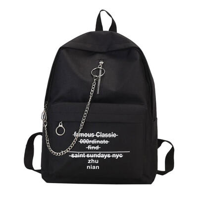 

Letter Print Zipper Backpack Women Large Capacity School Travel Knapsack