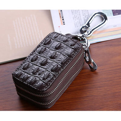 

Casual Cowhide Car Key Wallet Mini Solid Color Keychain Cover With Crocodile Texture​ For Men And Women