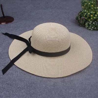 

New Elegant Women Straw Sun Hat Bowknot Wide Large Brim Foldable Casual Summer Holiday Cap