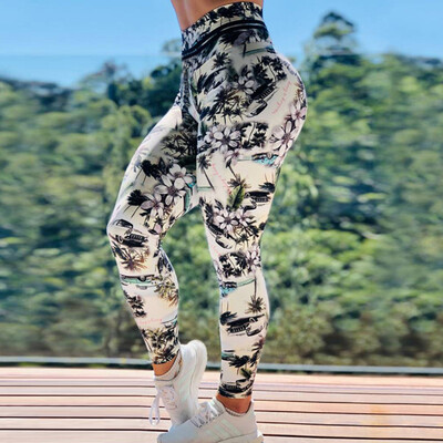 

Gobestart Womens Flowers Print Leggings Fitness Sports Running Yoga Athletic Pants