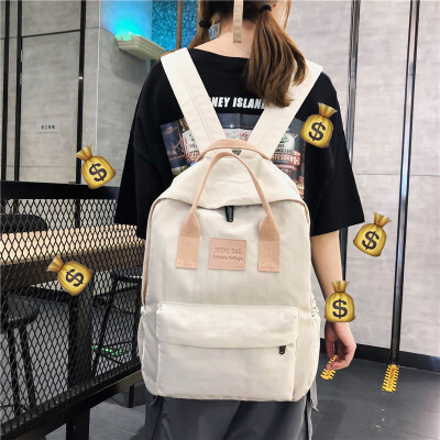 

Ins schoolbag female Korean high school students campus simple Joker ancient sense of contrast color backpack backpack backpack