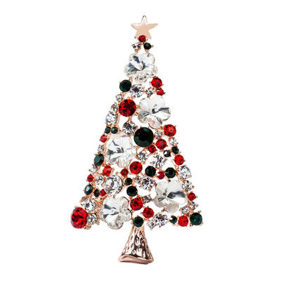 

Christmas Tree Rhinestone Brooch Pin Women Costume AccessoryRandom Color