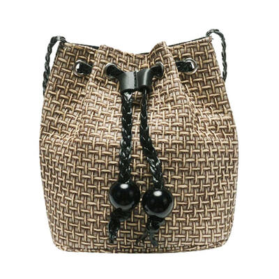 

Drawstring Straw Bucket Crossbody Bags Summer Women Shoulder Beach Handbags