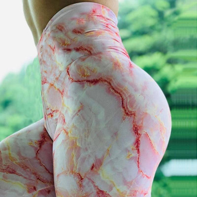

Ebay Amazon Blood Color Marble Pattern Digital Print Slim High Waist Sports Yoga Pants Leggings marble