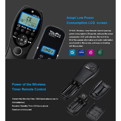 

YouPro YP-870 DC0 24G Wireless Remote Control LCD Timer Shutter Release Transmitter Receiver 32 Channels for Nikon D5 D4S D4 D3S