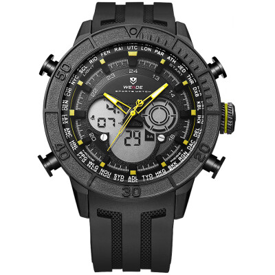 

WEIDE WH6308 Dual Display Two Movement Quartz Digital Men Watch Sports 3ATM Waterproof 50mm Big Dial Large Face Week Calendar Alar