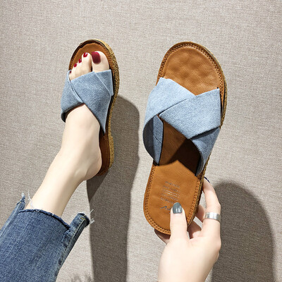 

Slippers for women wearing summer 100-pack Korean version of soft-soled sandal slippers with one-word slippers
