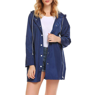 

〖Follure〗Womens Lightweight Raincoat Hooded Button Waterproof Active Outdoor Jacket