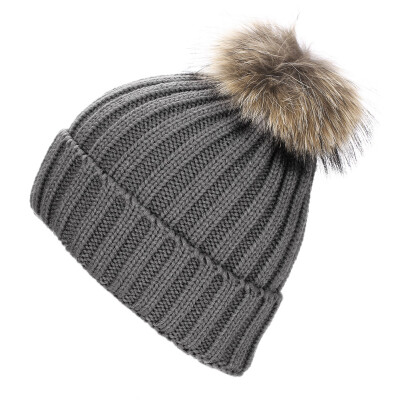 

2016 Fashion Winter Raccoon Fur Hat Real Fur Pompom Caps Hat