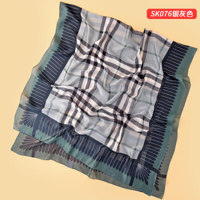 

2018 spring&summer sunscreen beach scarf new silk satin plaid pattern silk scarf shawl female wholesale SK076