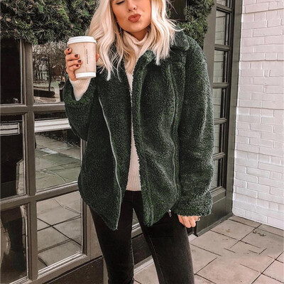 

Roseonmyhand Women Winter Jacket Warm Thick With Zipper Outerwear Coat Loose Overcoat