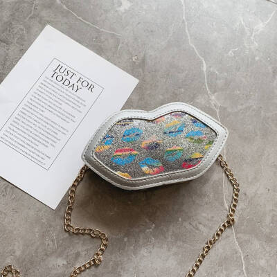 

New Fashionable Creative Lip Style Small Shoulder Bag Kids Children Chain Bag Women Girl Mini Crossbody Bag Red Lip
