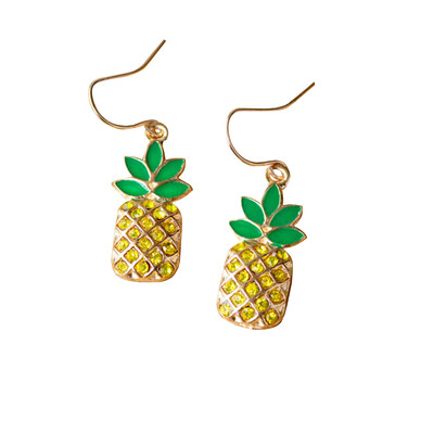 

Hot Summer Diamond Fresh Simple Fruit Pineapple Temperament Earrings - Yellow Best Friend Gift