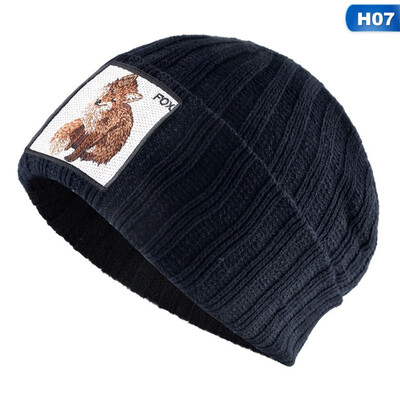 

2019 New Men Women Warm Beanie Hat Embroidery Knitted Animal Logo Hat Beanie Cap