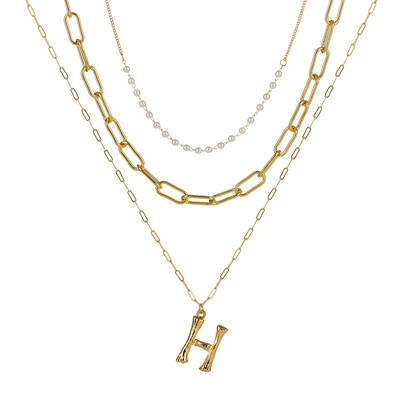 

Tiny Pearl A-Z Fashion Personalized Letter Alphabet Pendant Necklace Gold Color Chain Initial Bib Charms For Women Jewelry