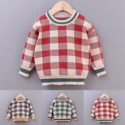 

Casual Baby Kids Boy Sweaters New Autumn Winter Long Sleeve Plaids Pullover Tops