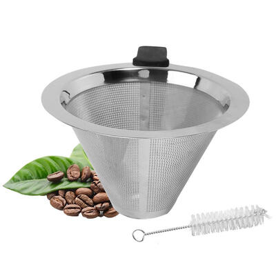 

Stainless Steel Mesh Pour Over Cone Coffee Dripper Funnel Filter Tea Strainer Silicone Grip Dis