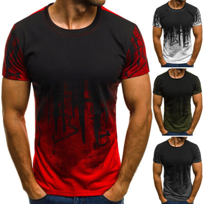 

Mens T Shirt Slim Fit Casual T-shirt Tops Summer Clothes Bodybuilding Muscle Tee