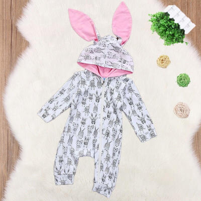 

Cute Newborn Baby Boys Girls Bunny Ears Hooded Romper Jumpsuit Playsuit Outfits Clothes