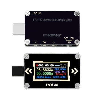 

FNC88 Type-C PD Trigger USB-C Voltmeter Ammeter Voltage 2 Way Current Meter Multimeter PD Recharger Battery USB Tester with 096 I