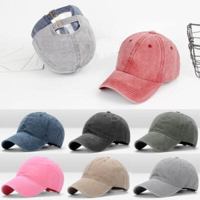 

Unisex Baseball Cap Solid Color Blank Curved Visor Hat Retro Adjustable Denim Hat