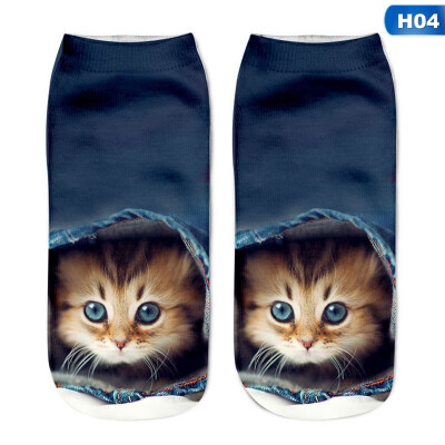 

Christmas Funny Girls Casual Socks 3D Cute Cat Printed Short Socks