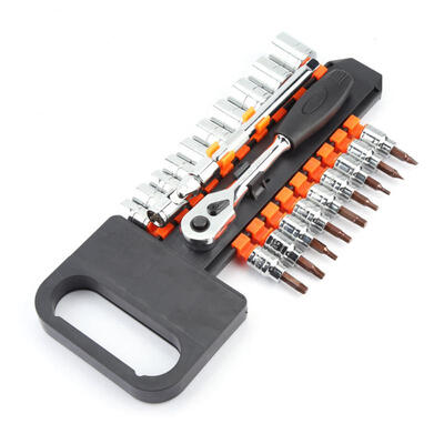 

Greensen 22 Pcs Ox Horn Tooth Chrome-vanadium Steel 60 HRC Socket Wrench Kit for Car Repairing