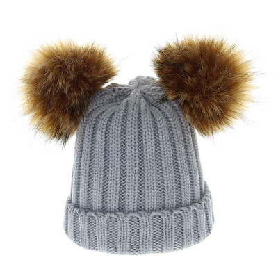 

Tailored Mother&Me Women Cap Balls Warm Detachable Copper Button Thickening Hat