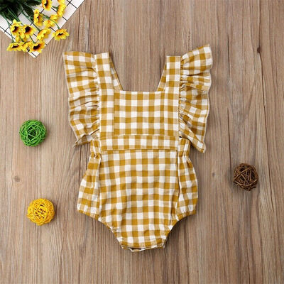 

Plaid Summer Newborn Infant Baby Girl Bodysuit Romper Jumpsuit Outfit Clothes